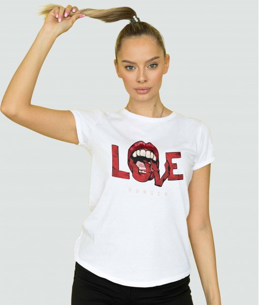 Дамска тениска с щампа Арт LOVE HUNGER - TShirtArtShop.com